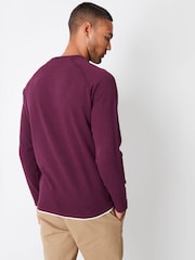 Threadbare Burgundy Red Crew Neck Jumper With Mock T-Shirt - Image 2 of 4