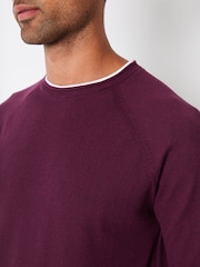 Threadbare Burgundy Red Crew Neck Jumper With Mock T-Shirt - Image 3 of 4