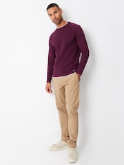 Threadbare Burgundy Red Crew Neck Jumper With Mock T-Shirt - Image 4 of 4