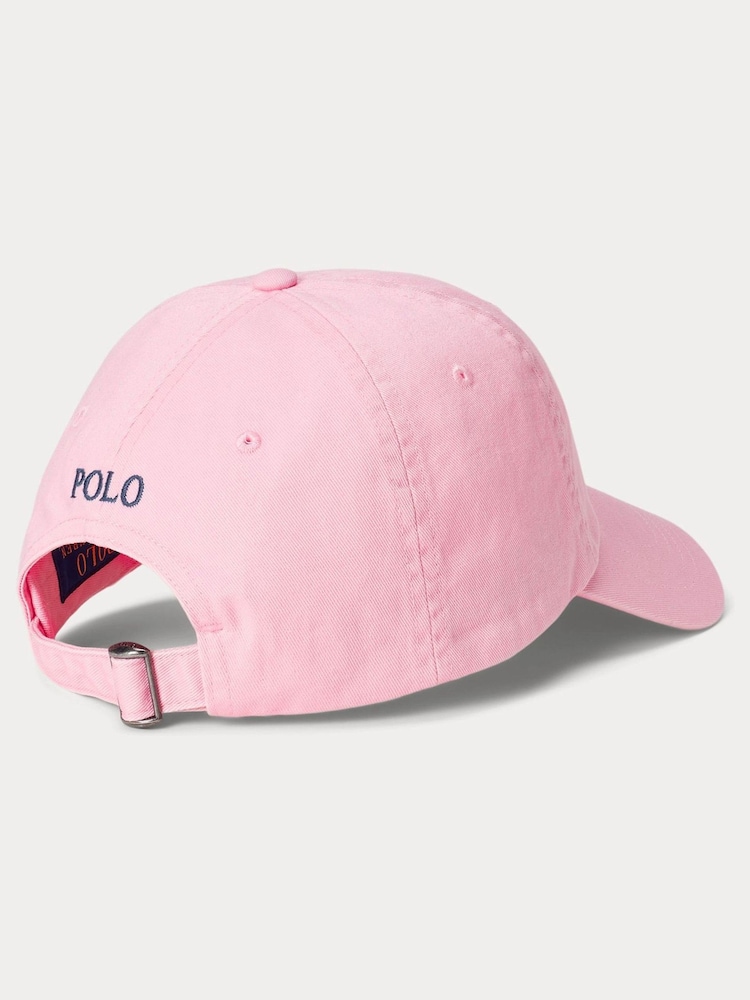 Розовый - Кепка из 100% хлопка с логотипом Polo Ralph Lauren - Изображение 2 из 3