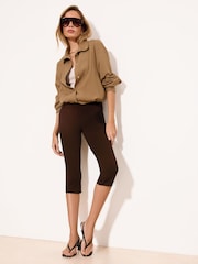 Lipsy Chocolate Brown Ponte Capri Trousers - Image 1 of 4