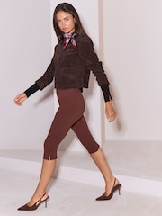 Lipsy Chocolate Brown Ponte Capri Trousers - Image 6 of 6