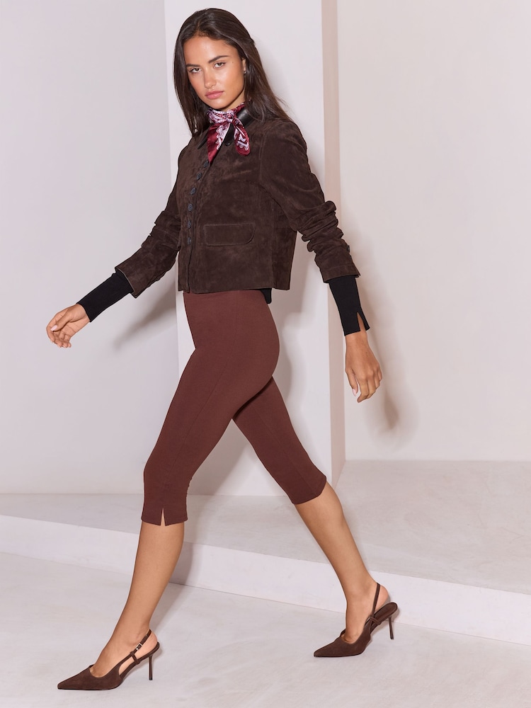 Lipsy Chocolate Brown Ponte Capri Trousers - Image 6 of 6 Lipsy Chocolate Brown Ponte Capri Trousers - Image 6 of 6