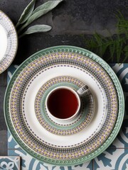 Portmeirion Set of 4 White Atrium Geo Dinner Plates - Image 1 of 4