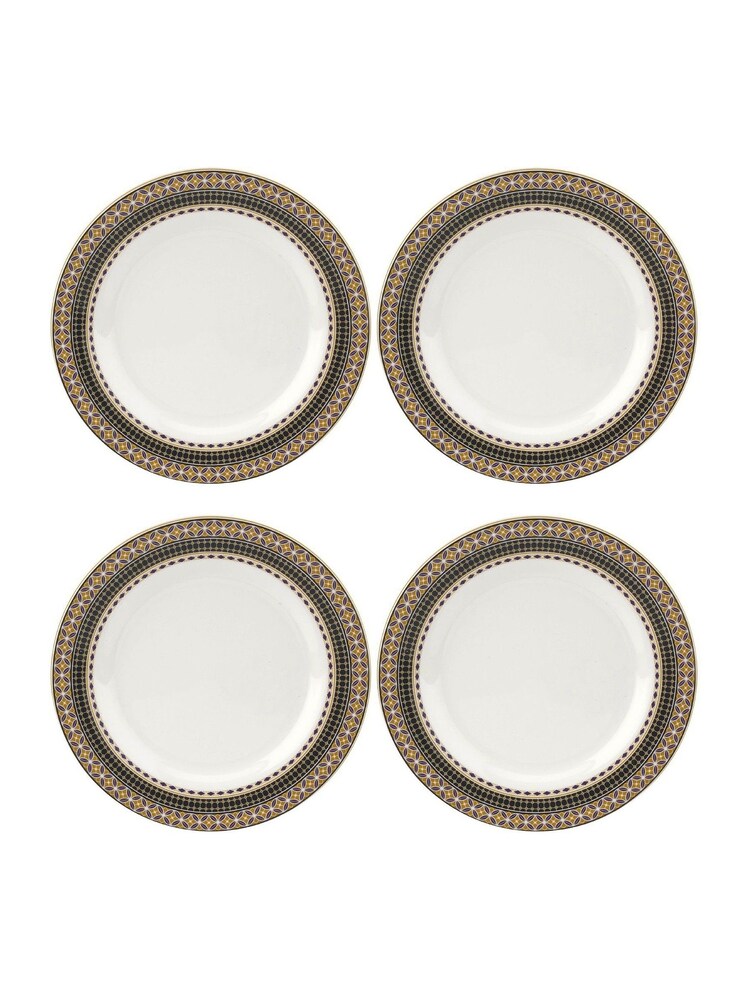 Portmeirion Set of 4 White Atrium Geo Dinner Plates - Image 2 of 4
