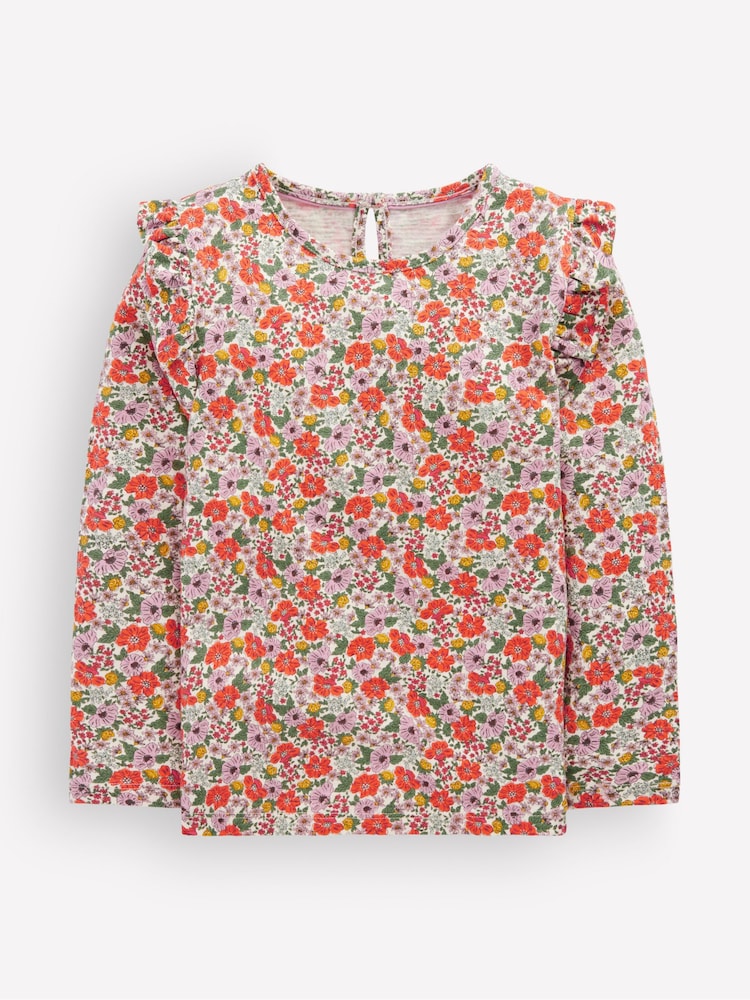 Boden Cream Frill Sleeve Slub Top - Image 1 of 3 Boden Cream Frill Sleeve Slub Top - Image 1 of 3