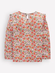 Boden Cream Frill Sleeve Slub Top - Image 2 of 3
