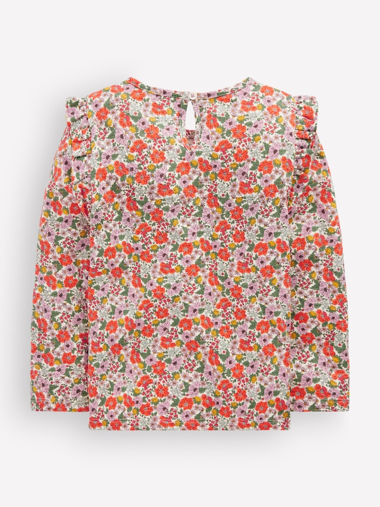 Boden Cream Frill Sleeve Slub Top - Image 2 of 3 Boden Cream Frill Sleeve Slub Top - Image 2 of 3
