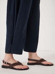 Hush Blue Dania Linen Blend Barrel Leg Trousers - Image 3 of 4