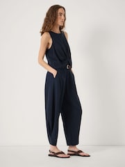 Hush Blue Dania Linen Blend Barrel Leg Trousers - Image 5 of 5