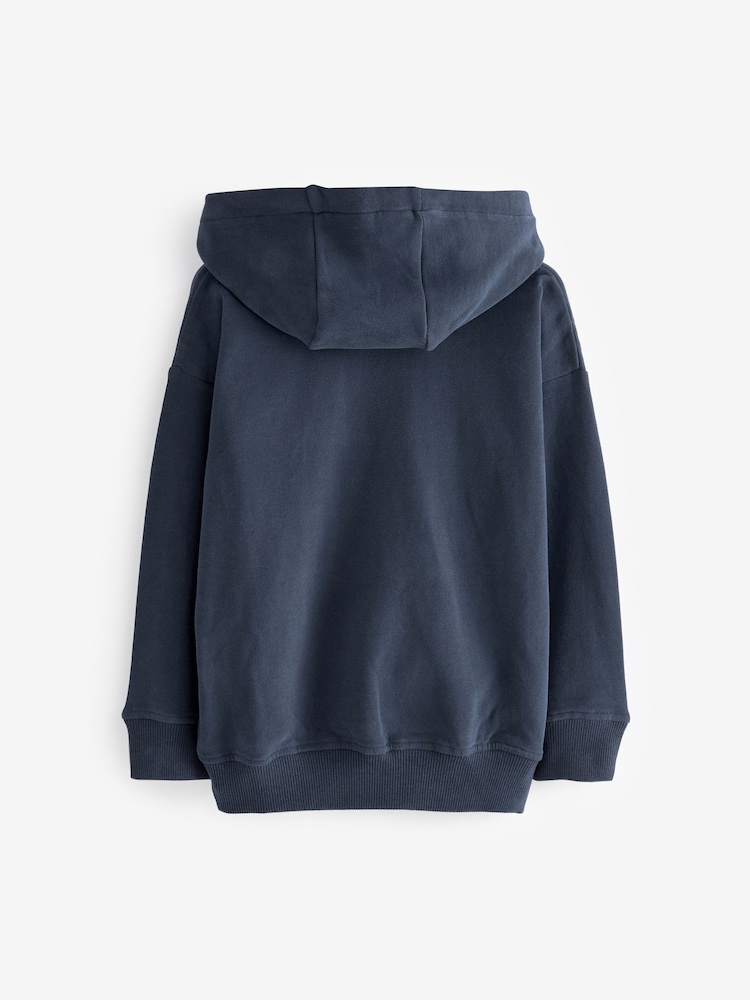 Navy Blue Soft Touch Jersey Hoodie (3mths-7yrs) - Image 2 of 3