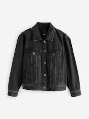 Черный - Oversized джинсы Trucker 100% Хлопковая куртка - Image 3 of 4