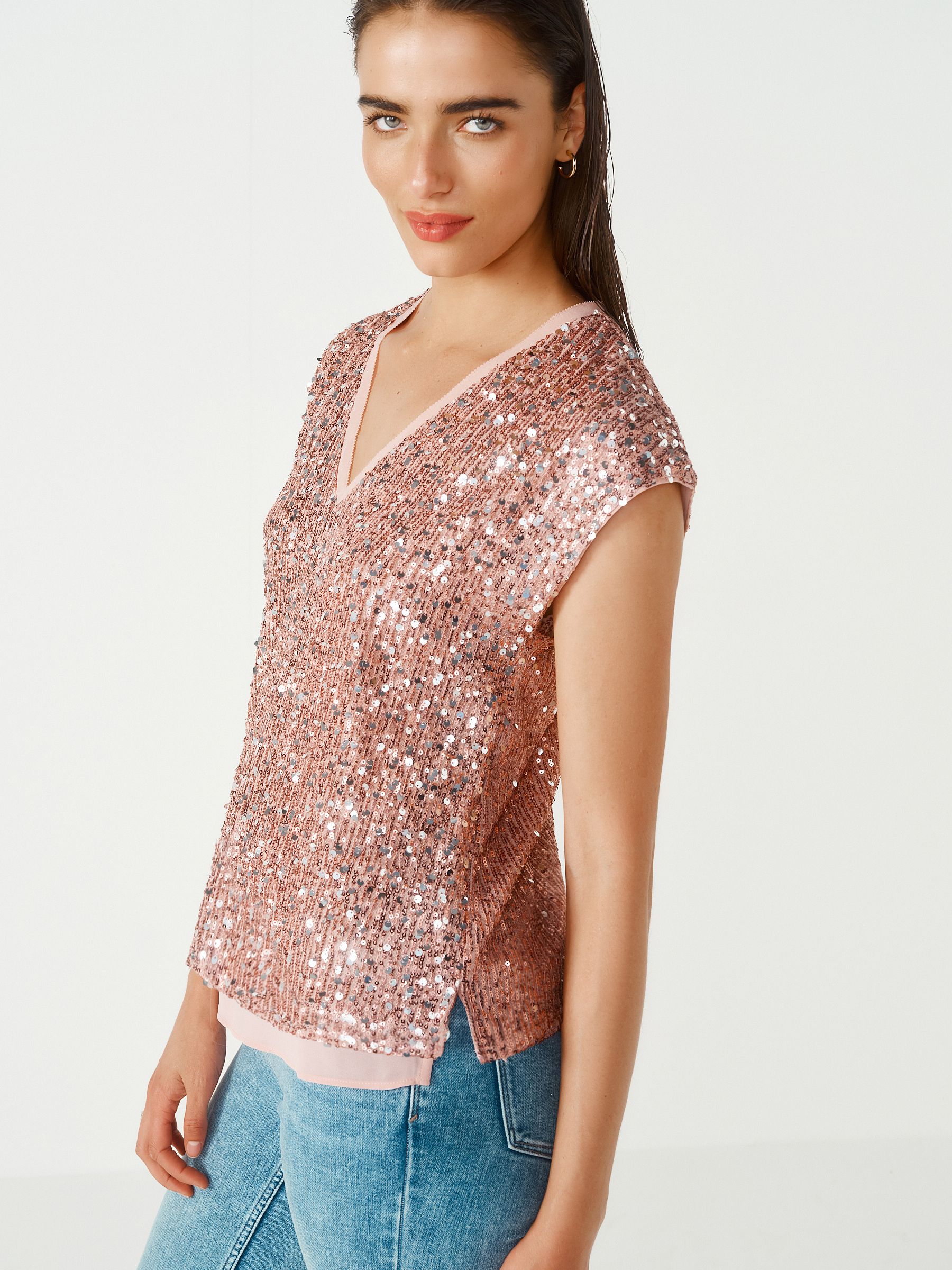 Baby pink sequin top hot sale
