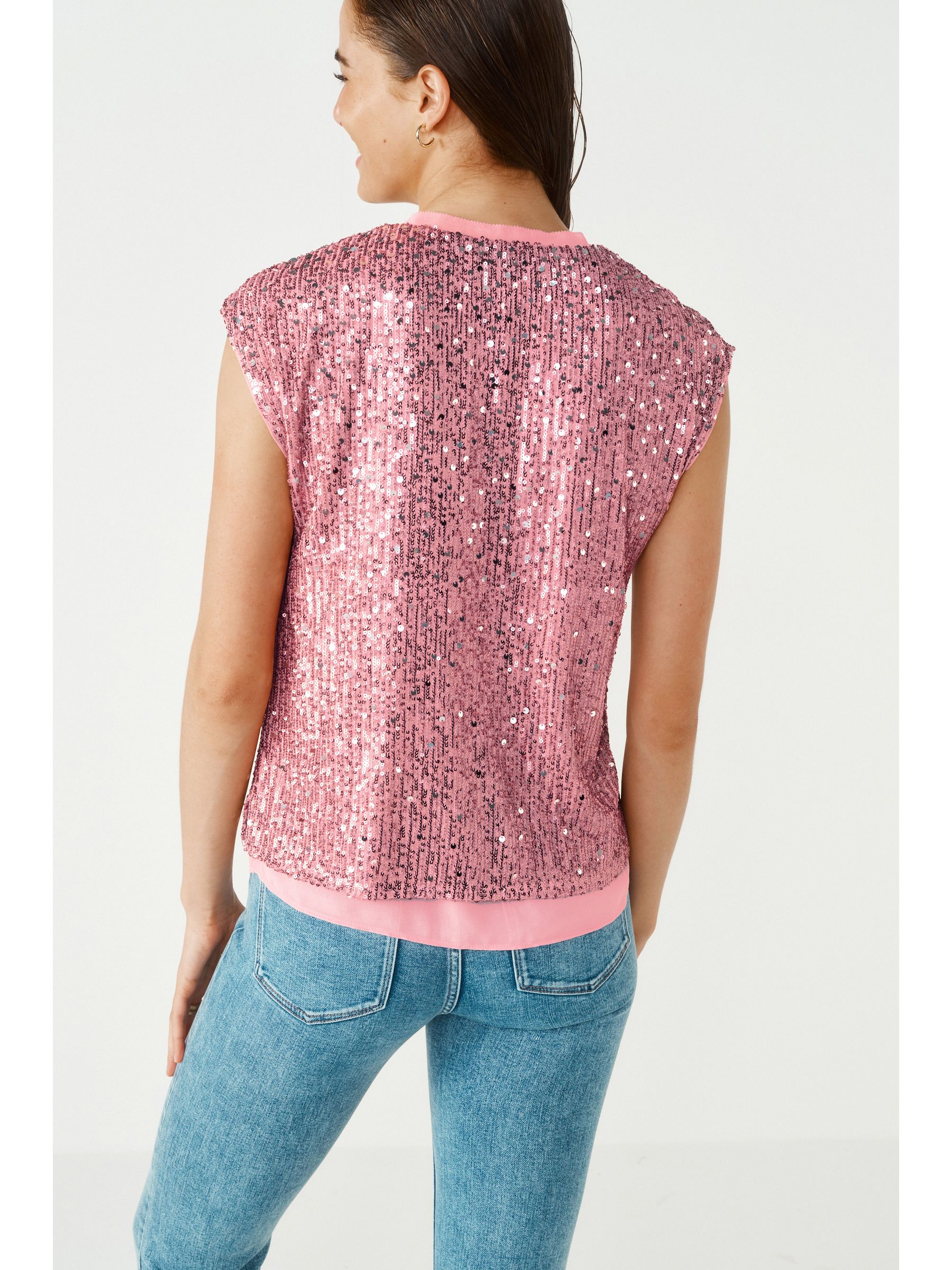 Baby pink sequin top sales