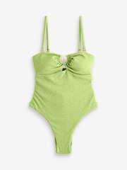 B By Ted Baker Tummy Control Textured Sparkle Bandeau Swimsuit - Image 6 of 6