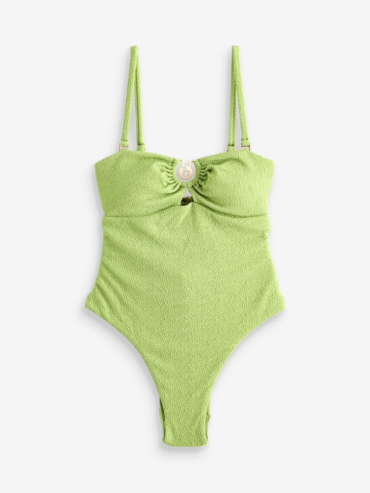 B By Ted Baker Tummy Control Textured Sparkle Bandeau Swimsuit - Image 6 of 6