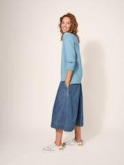 White Stuff Blue Charlotte Denim Midi Skirt - Image 4 of 8