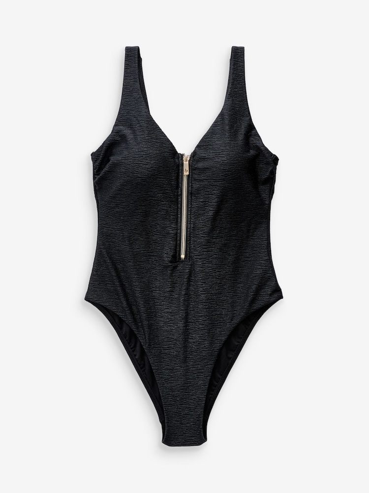 B By Ted Baker Tummy Control Zip Plunge Black Swimsuit - Image 6 of 6 B By Ted Baker Tummy Control Zip Plunge Black Swimsuit - Image 6 of 6