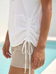 Roman White Side Ruched Necklace Tunic Top - Image 4 of 4