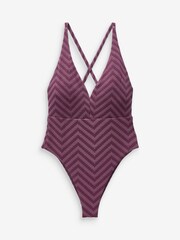 B by Ted Baker Burgundy Red Tummy Control Cross Back Swimsuit - Image 6 of 6