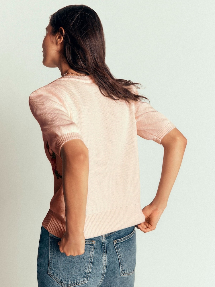 Boden Cream Puff Sleeve Cotton Cardigan - Image 2 of 6 Boden Cream Puff Sleeve Cotton Cardigan - Image 2 of 6