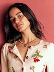 Boden Cream Puff Sleeve Cotton Cardigan - Image 4 of 6