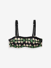 Черный бикини-топ-бандо с цветочным принтом B By Ted Baker - Изображение 6 из 6