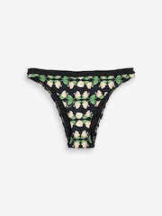 B By Ted Baker Floral High Leg Ruffle Black Bikini Bottoms - Image 4 of 4