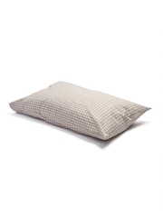 Piglet in Bed Set of 2 Cafe au Lait Gingham 100% Cotton Pillowcases - Image 1 of 1