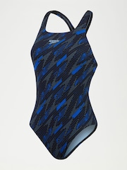 Speedo Black Womens Hyper Boom All-Over Medalist Swimsuit - Image 6 of 6