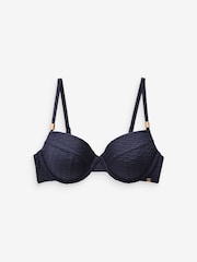 B By Ted Baker Navy Plunge Underwired Bikini Top - Image 6 of 6