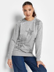 Long Tall Sally Grey Star Jumper - Image 1 of 4