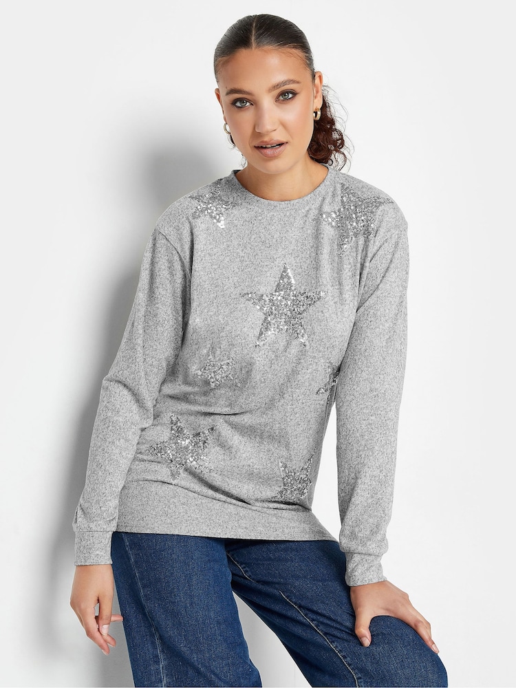 Long Tall Sally Grey Star Jumper - Image 1 of 4