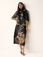 Black Paisley Print Keyhole Blouse - Image 2 of 7