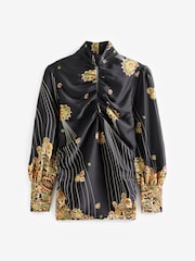 Black Paisley Print Keyhole Blouse - Image 6 of 7