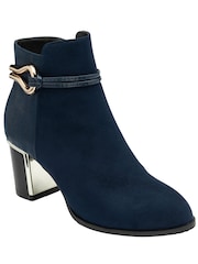 Lotus Navy Blue Heeled Ankle Boots - Image 1 of 4