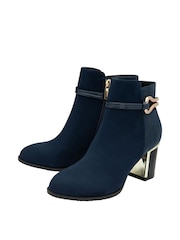 Lotus Navy Blue Heeled Ankle Boots - Image 2 of 4