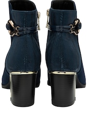 Lotus Navy Blue Heeled Ankle Boots - Image 3 of 4
