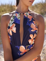 Maillot B by Ted Baker bleu marine à décolleté plongeant - Image 4 de 6