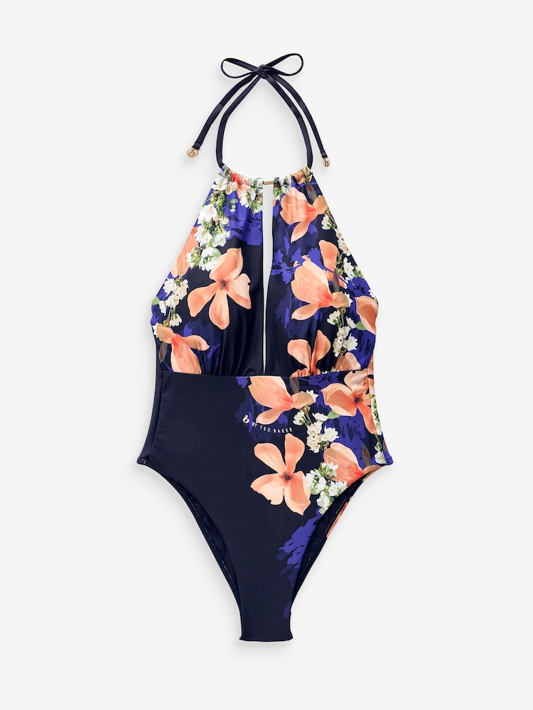 Maillot B by Ted Baker bleu marine à décolleté plongeant - Image 6 of 6