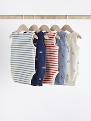 Red/Navy Nautical Baby Bodysuits 5 Pack - Image 2 of 12