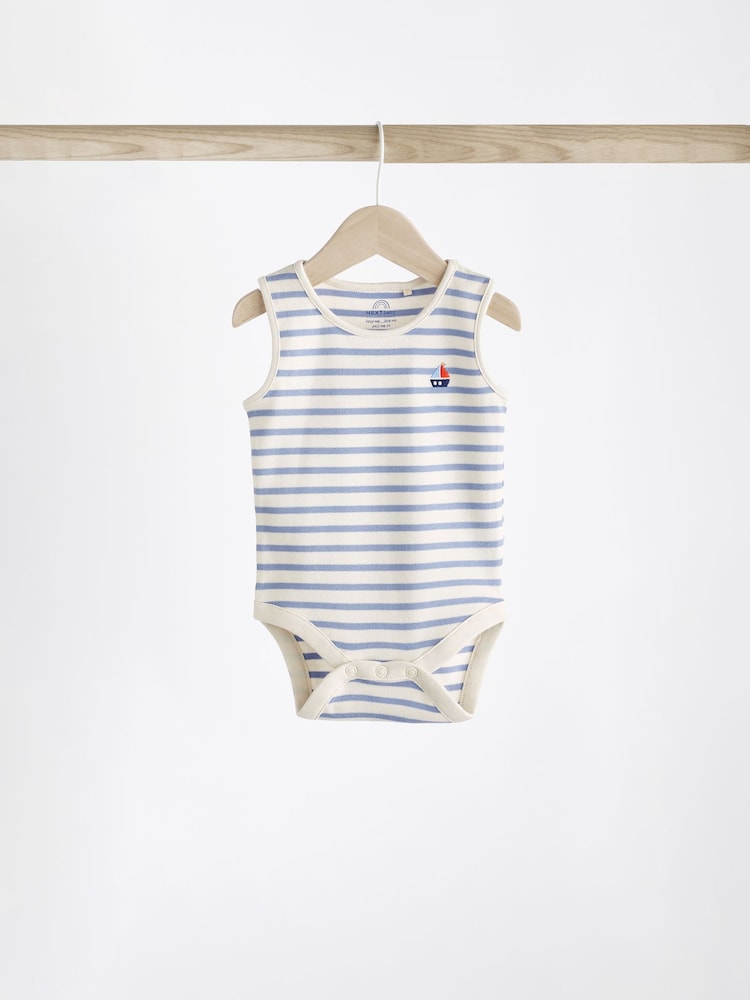 Red/Navy Nautical Baby Bodysuits 5 Pack - Image 3 of 12