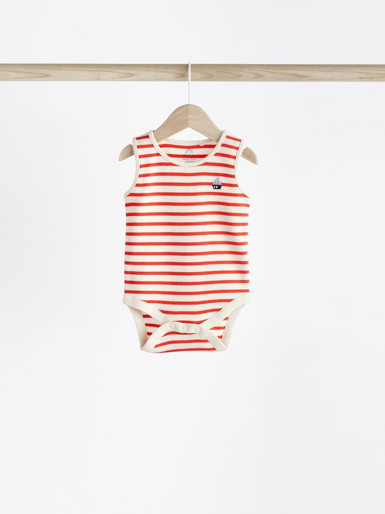 Red/Navy Nautical Baby Bodysuits 5 Pack - Image 6 of 12