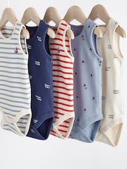 Red/Navy Nautical Baby Bodysuits 5 Pack - Image 9 of 12