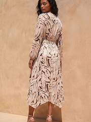 Vestido a media pierna con estampado de cebra y nudo delantero de Roman - Imagen 3 de 4