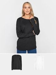 Long Tall Sally Black 100% Cotton Crew Neck T-Shirts 2 Pack - Image 1 of 5
