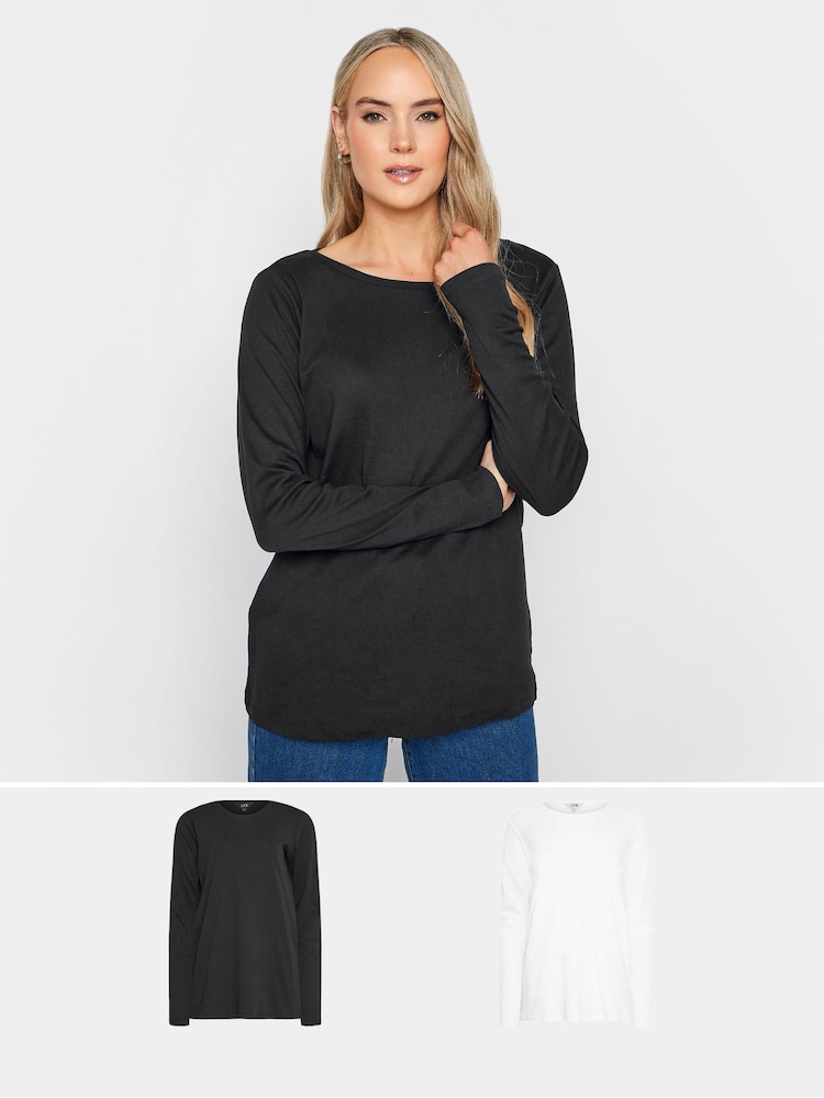 Long Tall Sally Black 100% Cotton Crew Neck T-Shirts 2 Pack - Image 1 of 5