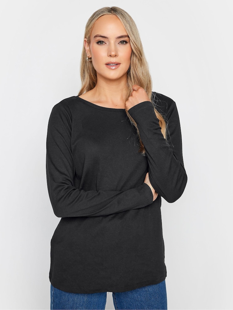 Long Tall Sally Black 100% Cotton Crew Neck T-Shirts 2 Pack - Image 2 of 5