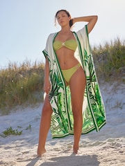 B By Ted Baker – weiß-grüner Kimono mit tropischen Blättern - Bild 4 von 5