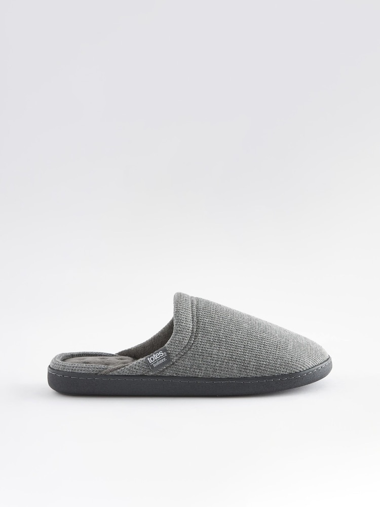 Totes Grey Mens Waffle Mule Slippers - Image 1 of 5